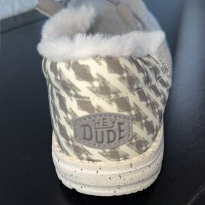 Hey Dude Gray and White Quilted Slippers